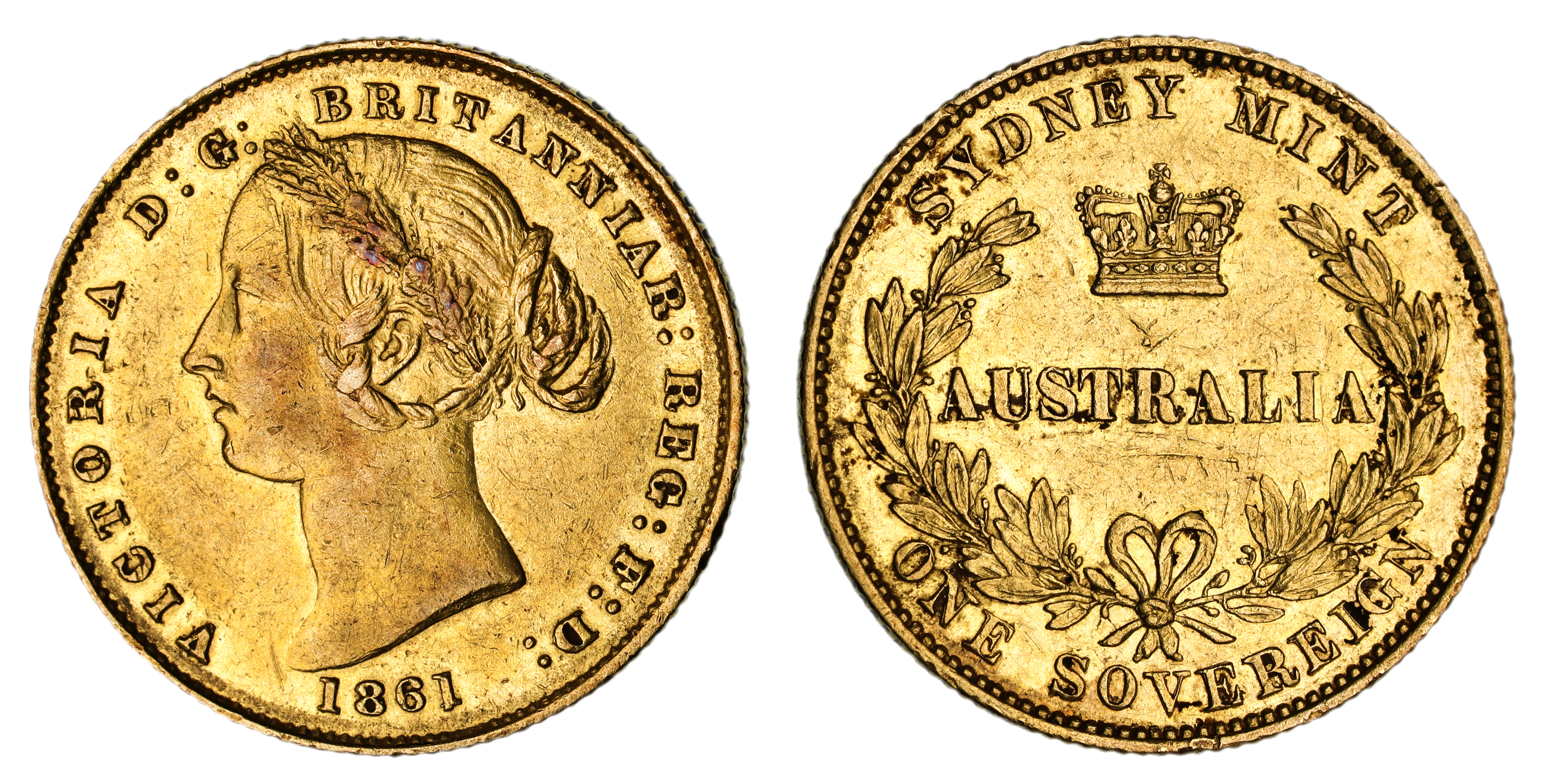 Victoria, Sydney Mint Reverse - Type II, Sovereign, 1861, gVF