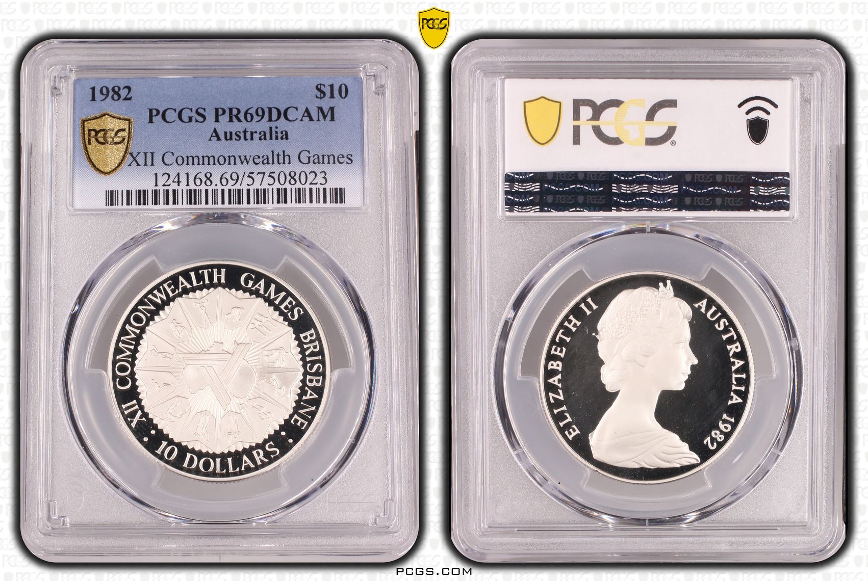 Elizabeth II, XII Commonwealth Games, Ten Dollar, 1982, PCGS PR69DCAM