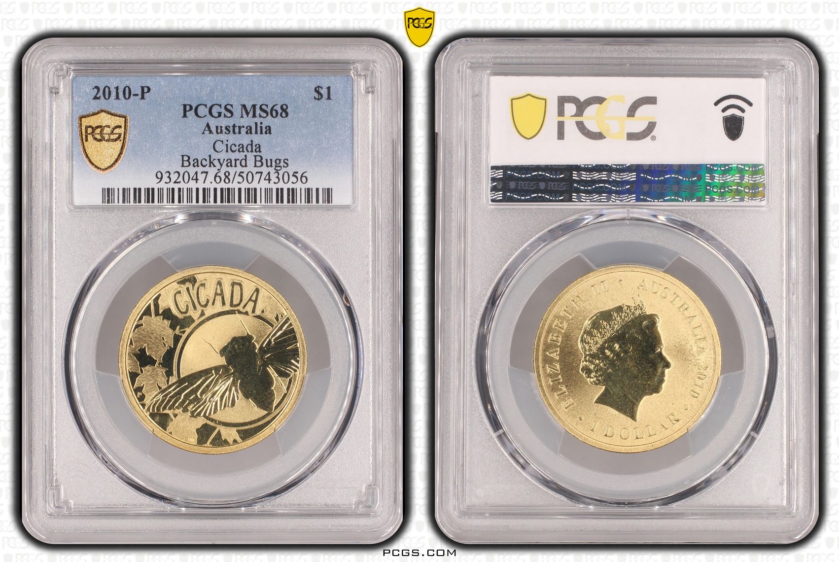 Cicada Backyard Bugs, One Dollar, 2010-P, PCGS MS68