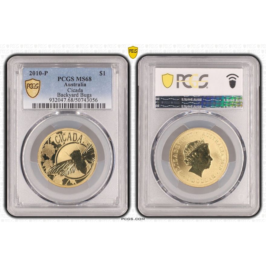 Cicada Backyard Bugs, One Dollar, 2010-P, PCGS MS68