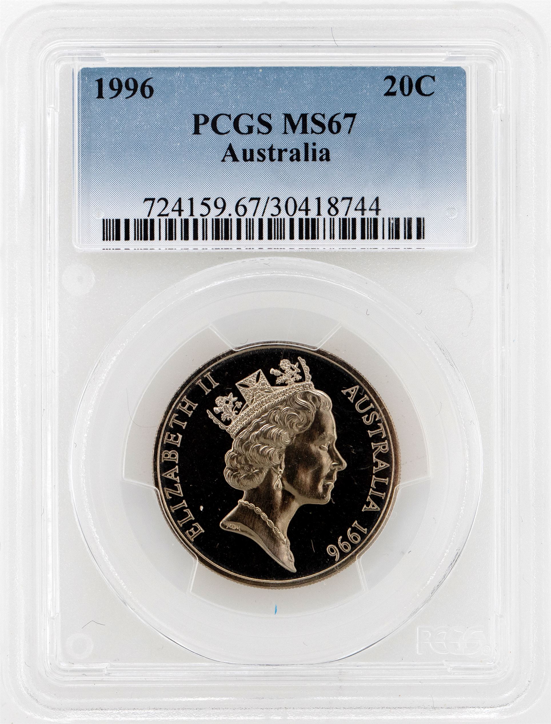 1996 Australia Twenty Cent, 20c PCGS - MS67 -744