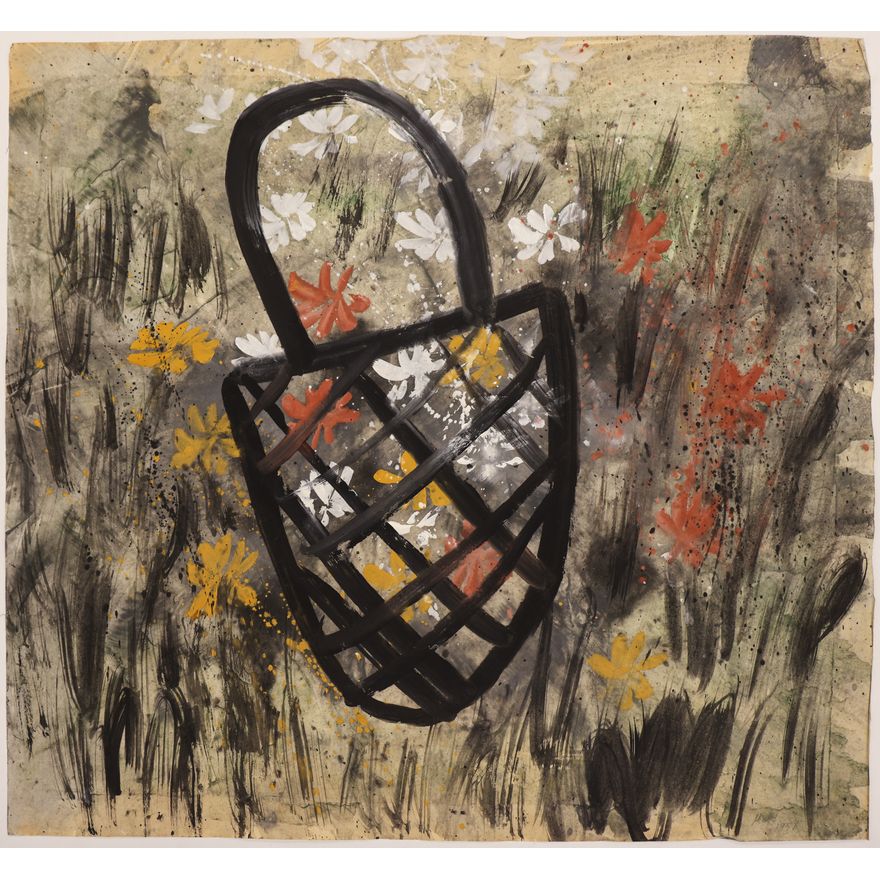 Neil Meitzler ''Mystic Flower Basket'' 1958 Casein on Paper 26.5''x28.5''