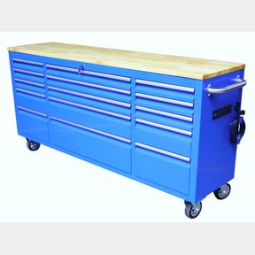 NEW BLUE 6 FT 15 DRAWER TOOL BENCH WORKBENCH WITH POWER & USB