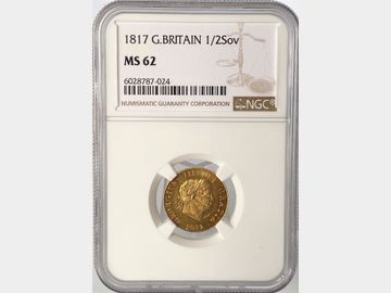 1817 GEORGE III GOLD HALF SOVEREIGN MS62