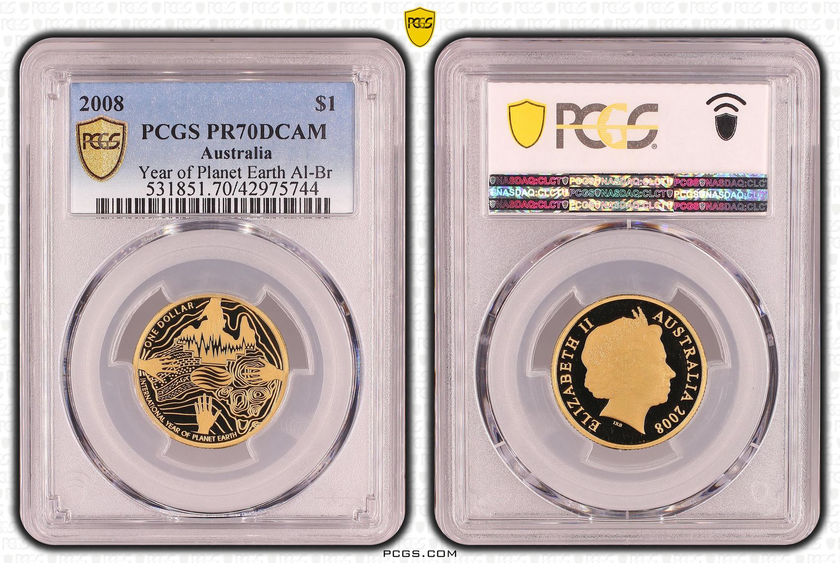 Elizabeth II, Year of the Planet, Al-Bronze, One Dollar, PR70DCAM , 2008 PCGS POP - 6/0