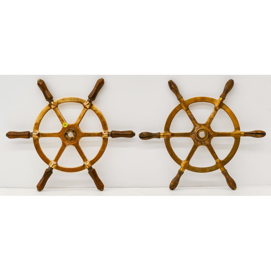 Pair Metal & Wood Ships Wheels - Diameter 20''