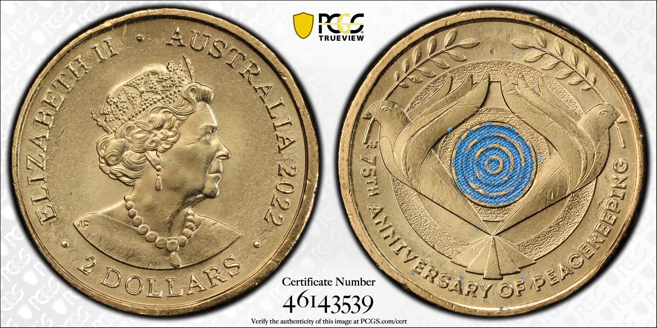 Peacekeeping - Colorized, Two Dollar, 2022, PCGS MS66