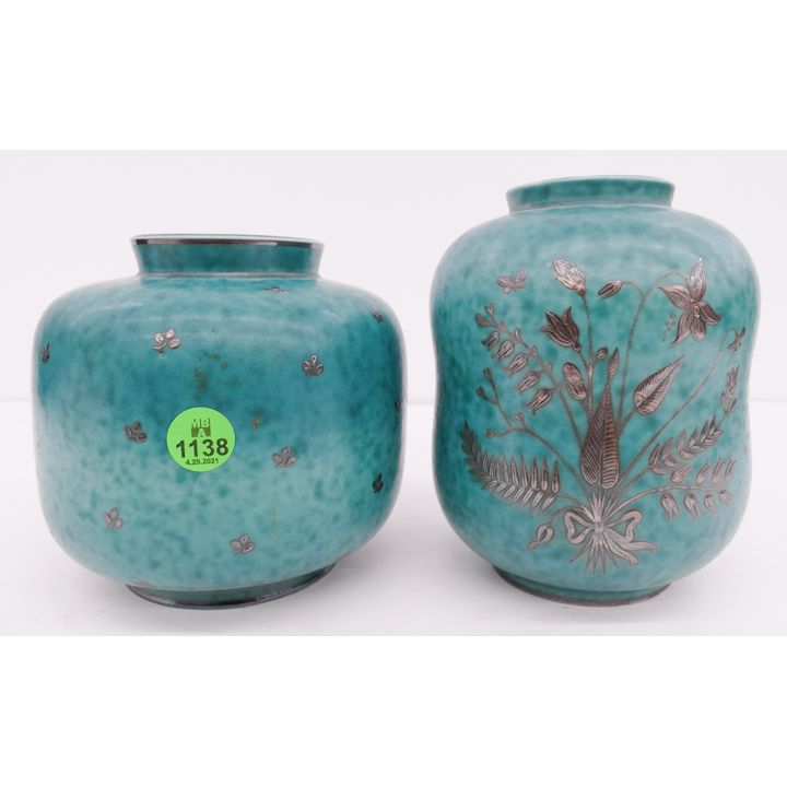 2pc Gustavsberg Argenta Porcelain Vases- 5'' and 6''