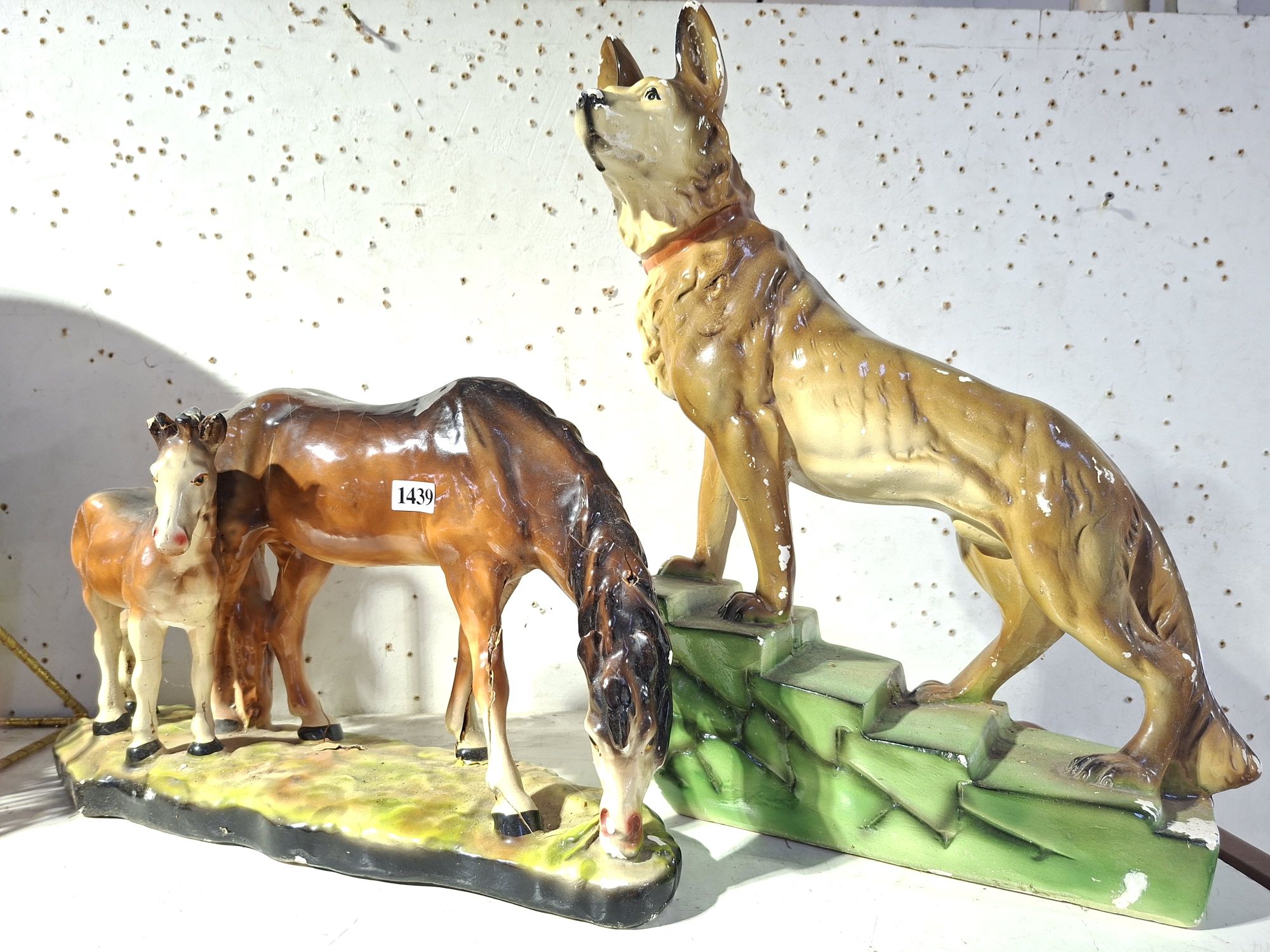 Two Vintage Chalkware Statues