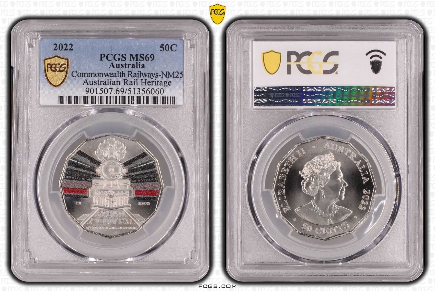 Commonwealth Railways-NM25 - Australian Rail Heritage, Fifty Cent, 2022, PCGS MS69