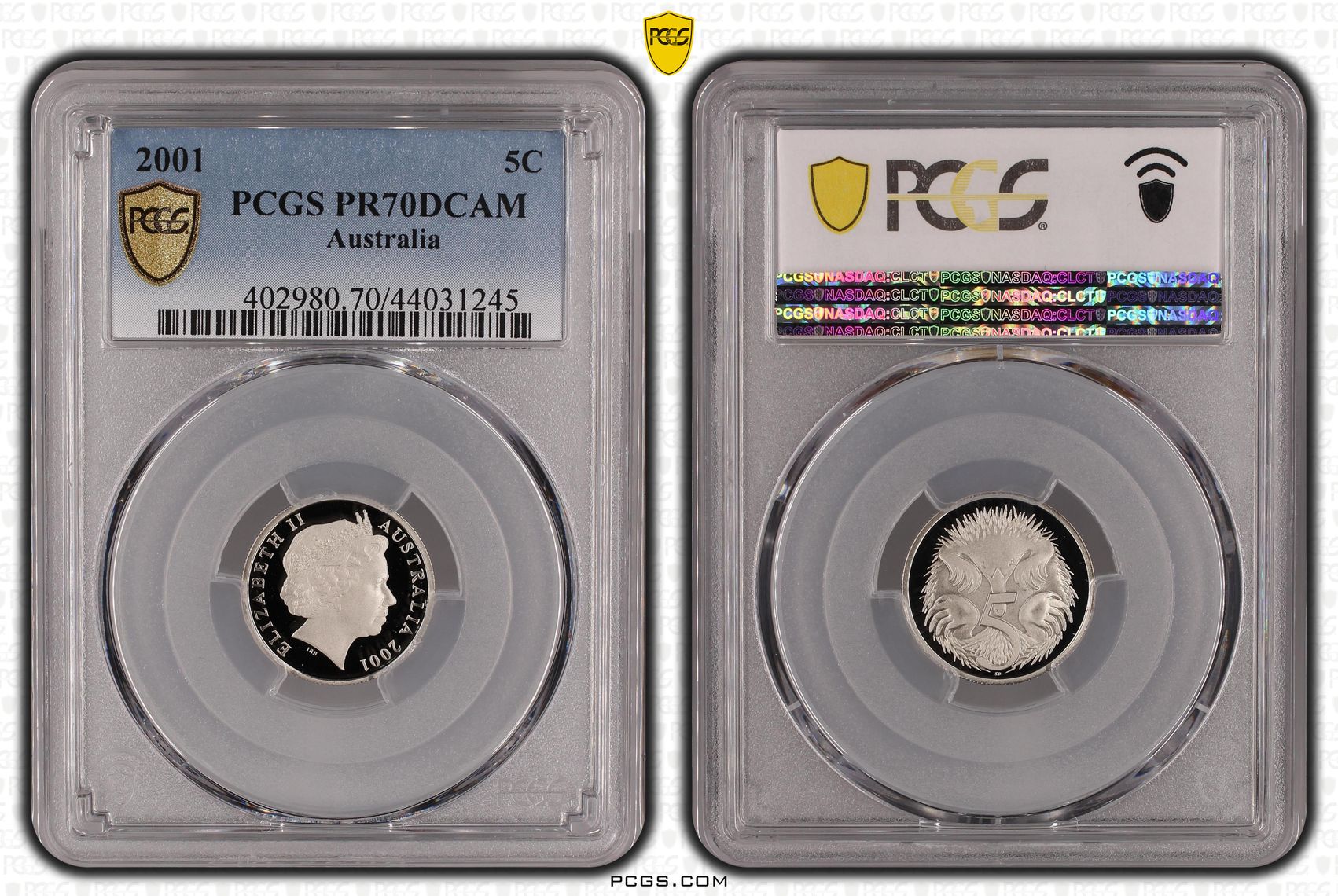 Top pop, Five Cent, 2001, PCGS PR70DCAM