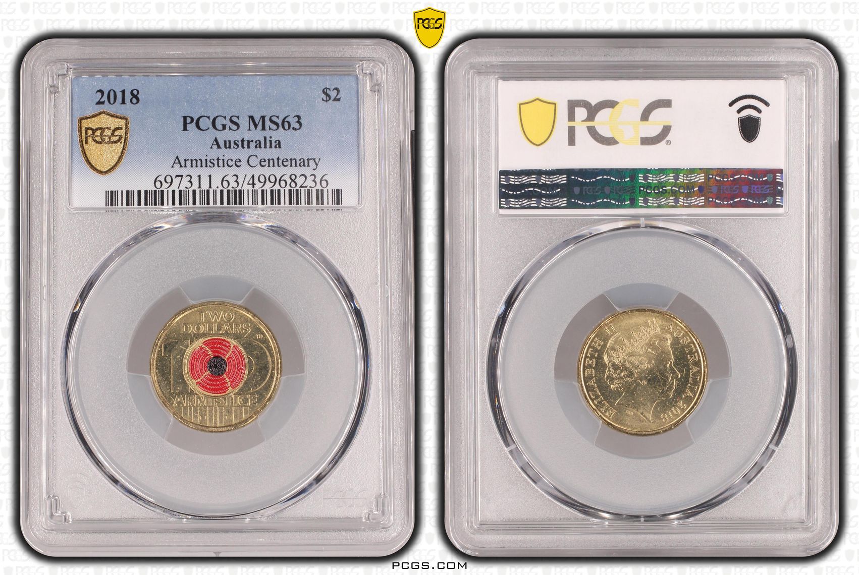 Armistice Centenary , Two Dollar, 2018, PCGS MS63