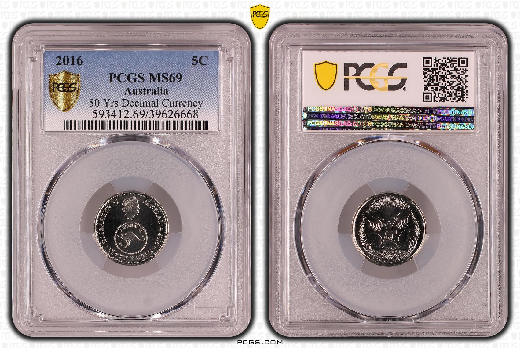 16 · 2016 Australia Five Cent, 5c 50 Yrs Decimal Currency PCGS - MS69 -668 POP 26/0