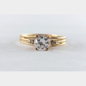 LARGE ROUND CUBIC IN YELLOW GOLD RING