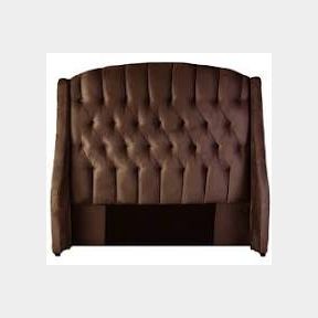 ROUNDED ARCH DEEP BUTTON VELVET QUEEN BROWN HEADBOARD