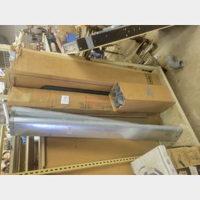 Various boxes of galvanized duct work and air vent pipe