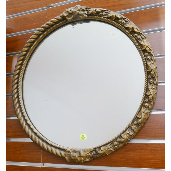 Vintage Gold Framed Round Mirror- 18''
