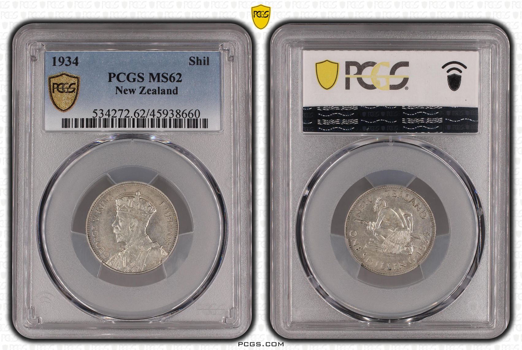 1934 New Zealand Shilling Silver PCGS - MS62 -660