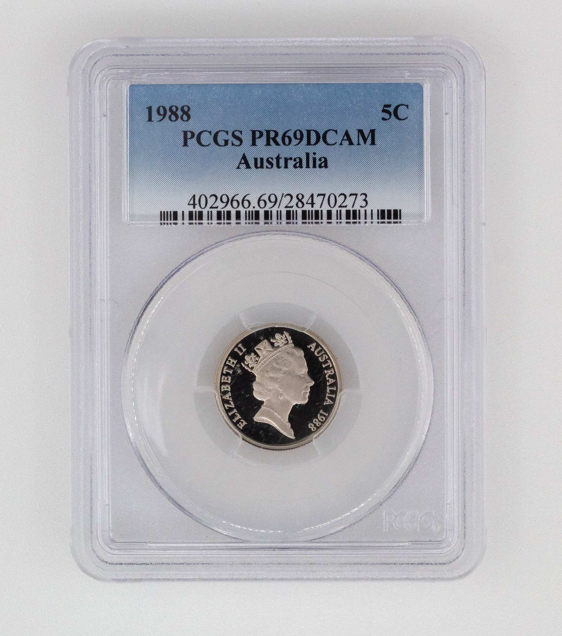 Elizabeth II, Five Cent, PR69DCAM , 1988