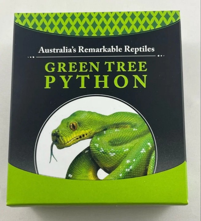 2018 Tuvalu $1 Green Tree Python 1oz Silver Proof Coin