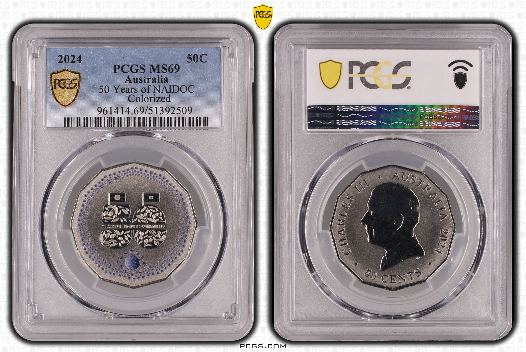 50 Years of NAIDOC - Colorized, Fifty Cent, 2024, PCGS MS69