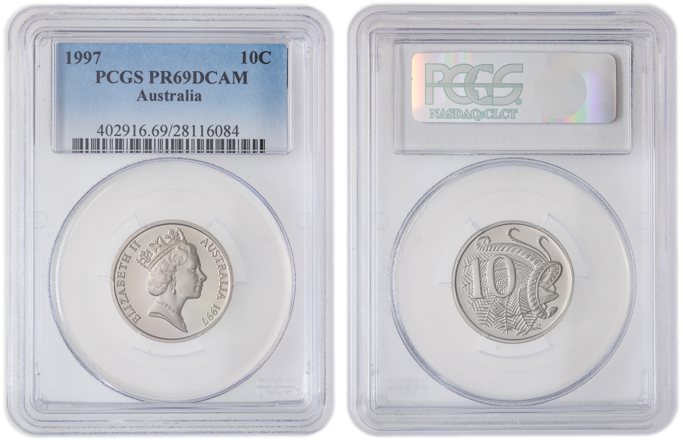 Elizabeth II, Ten Cent, 1997, PCGS PR69DCAM