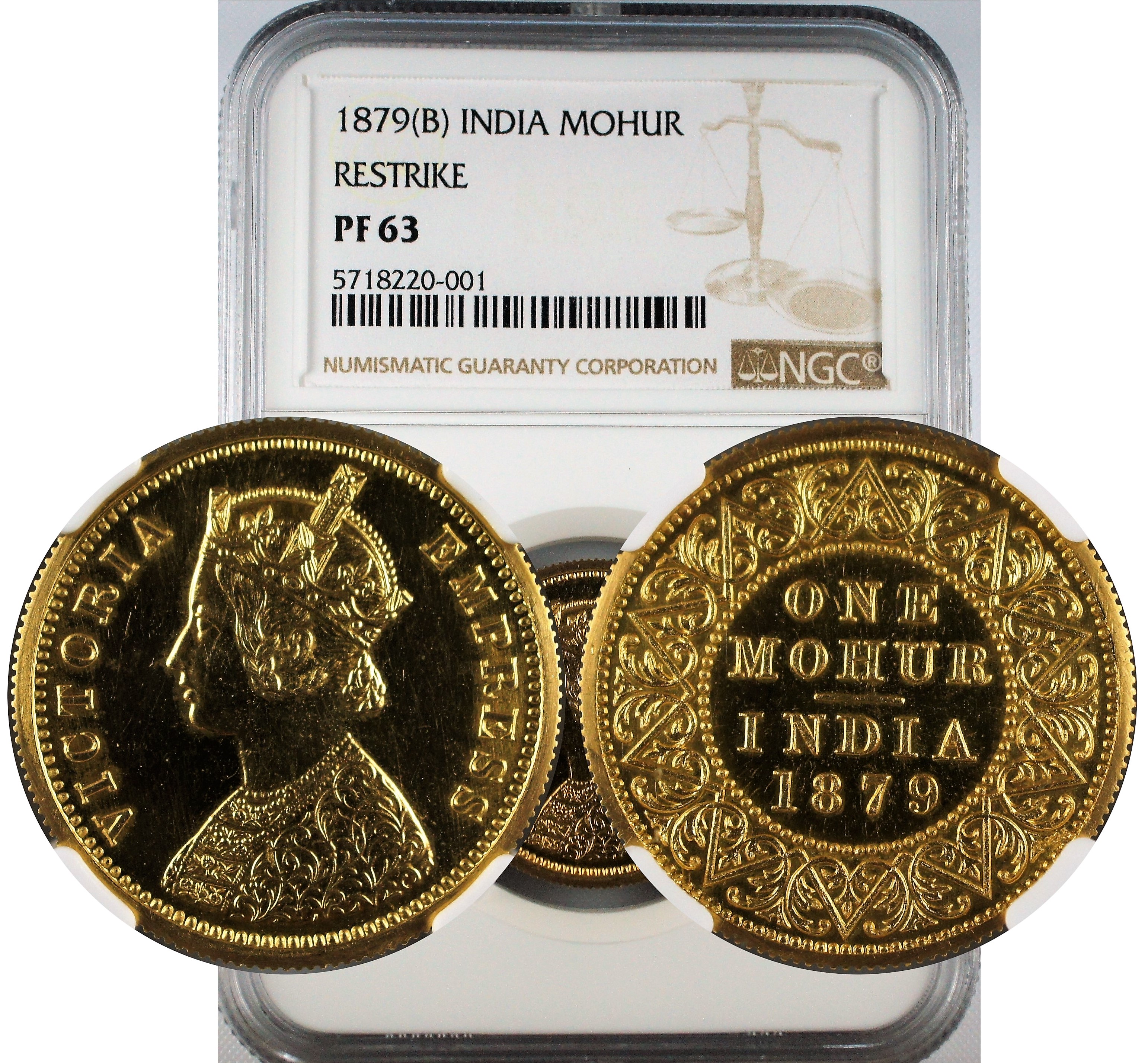 1879 B INDIA MOHUR RESTRIKE PF63