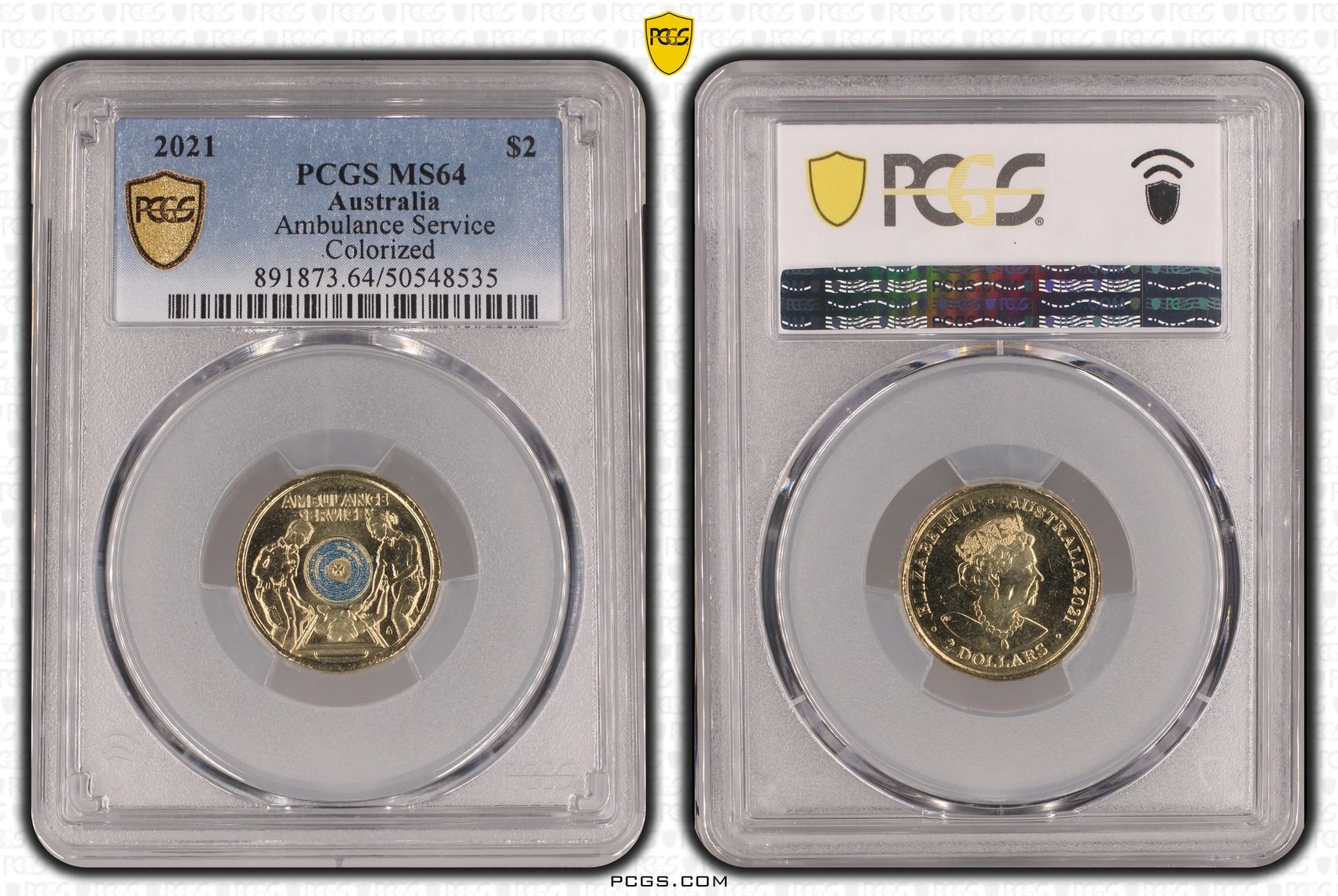 Ambulance Service - Colorized, Two Dollar, 2021, PCGS MS64