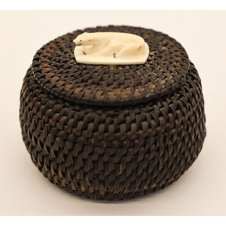 Old Inuit Polar Bear Baleen Basket
