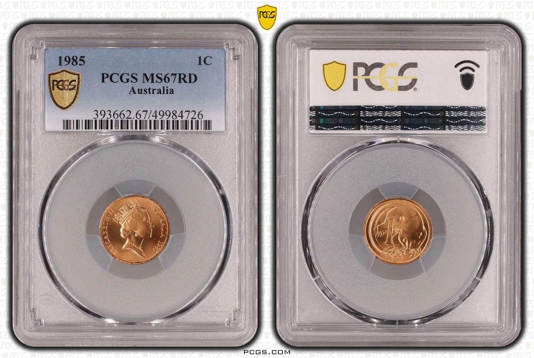 One Cent, 1985, PCGS MS67RD