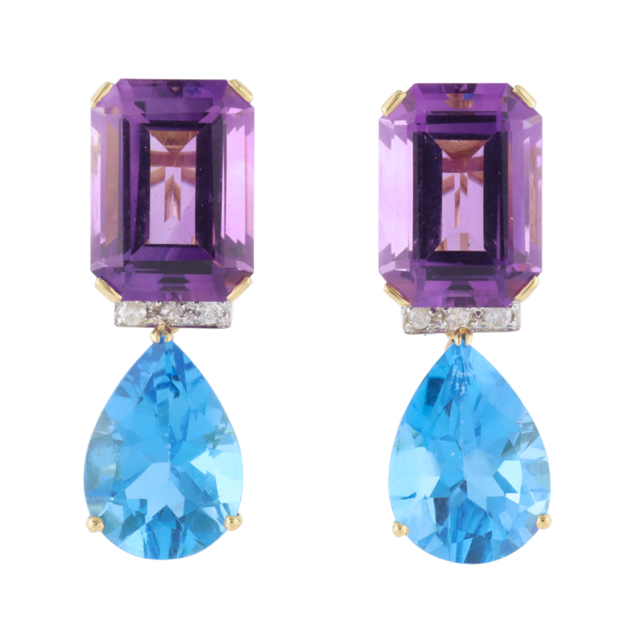 Aretes con amatistas y topacios