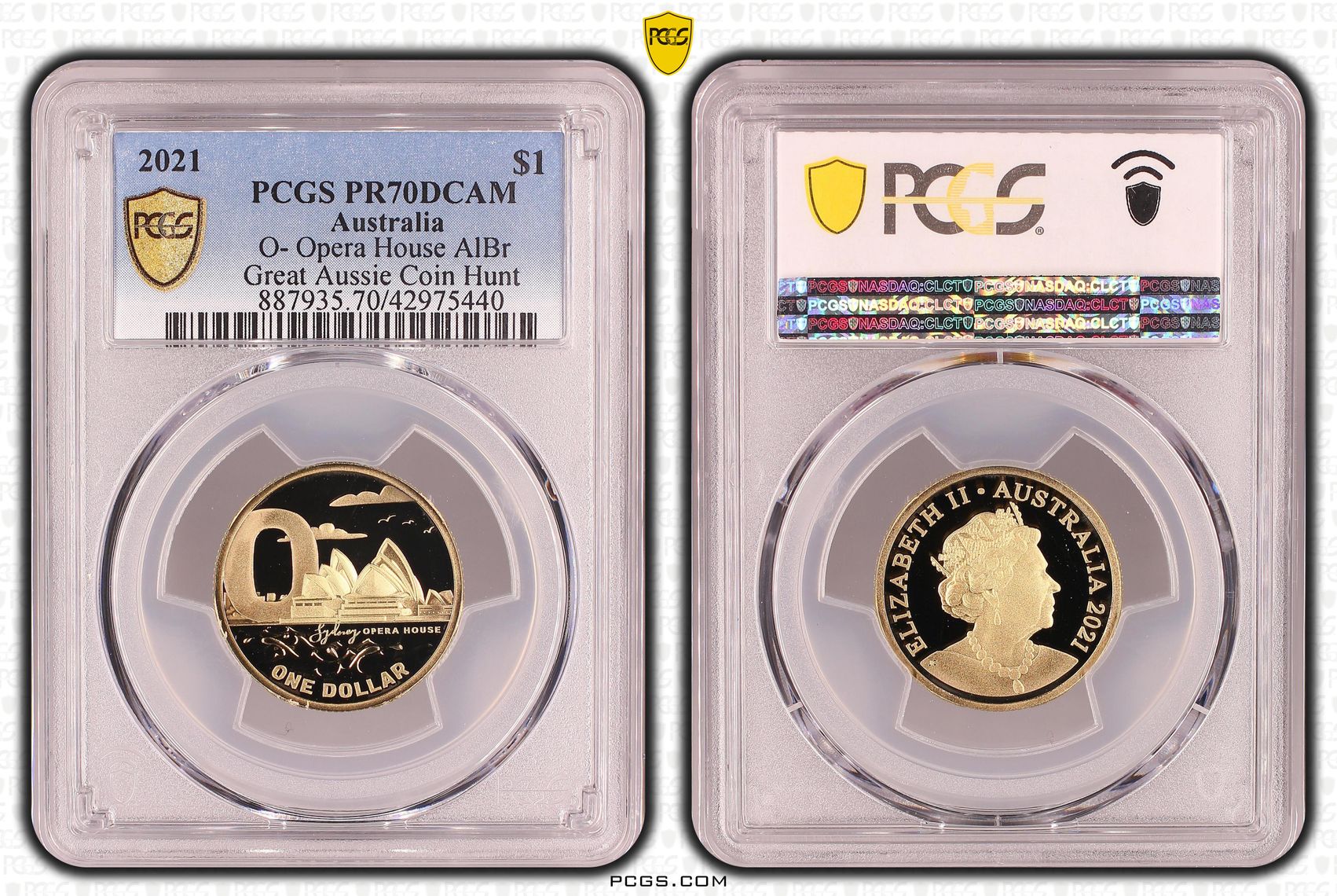 Elizabeth II, O- Opera House, Great Aussie Coin Hunt, One Dollar, PR70DCAM , 2021 PCGS POP - 2/0