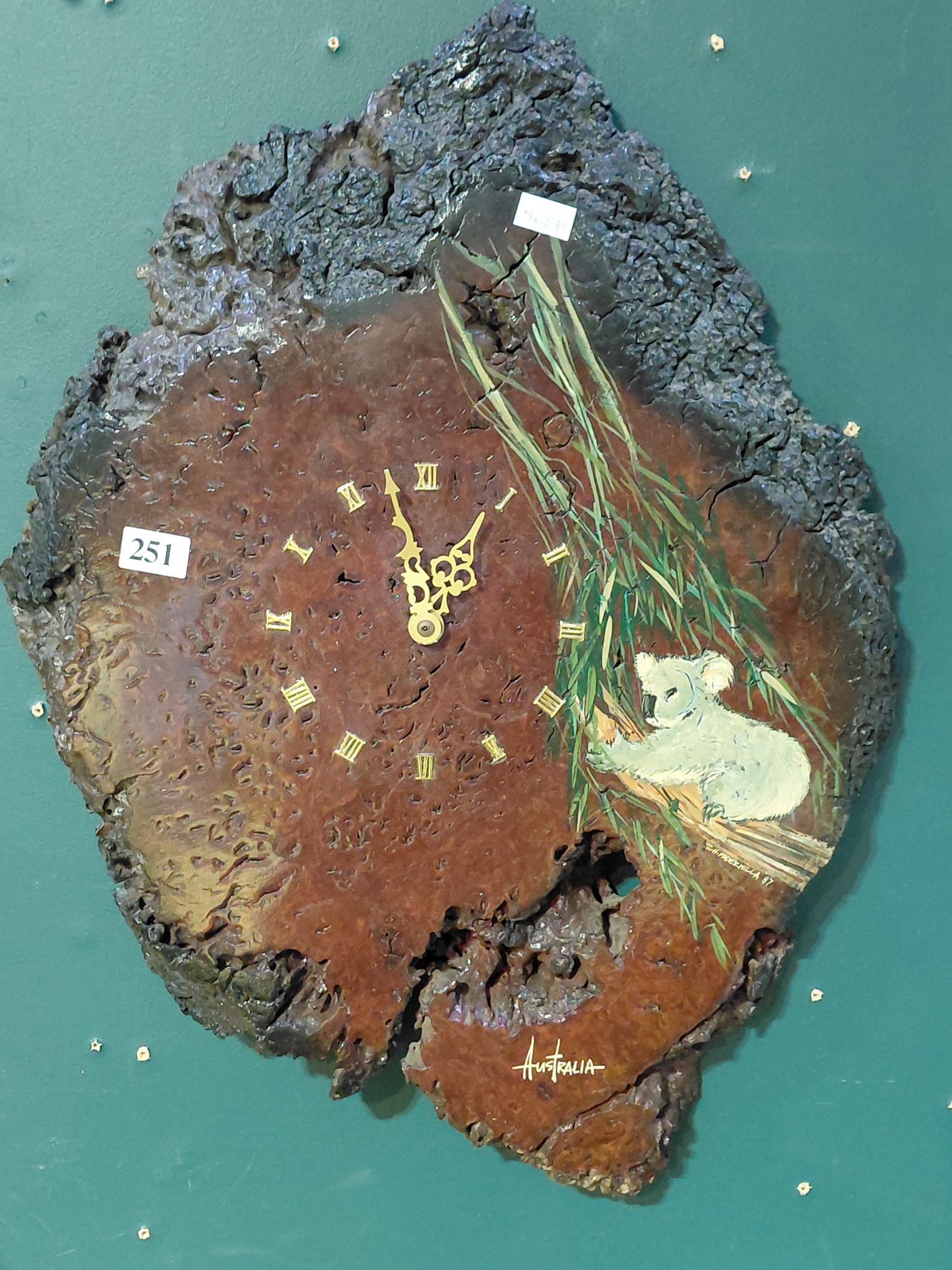 251 · WOODEN BURL WALL CLOCK