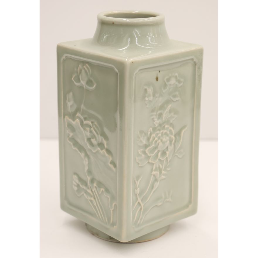 Chinese Celadon Cong Molded Vase