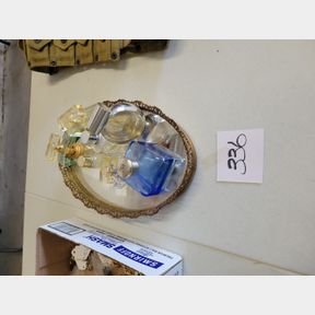 Vintage Perfume Bottles and Mirrored Vanity Tray