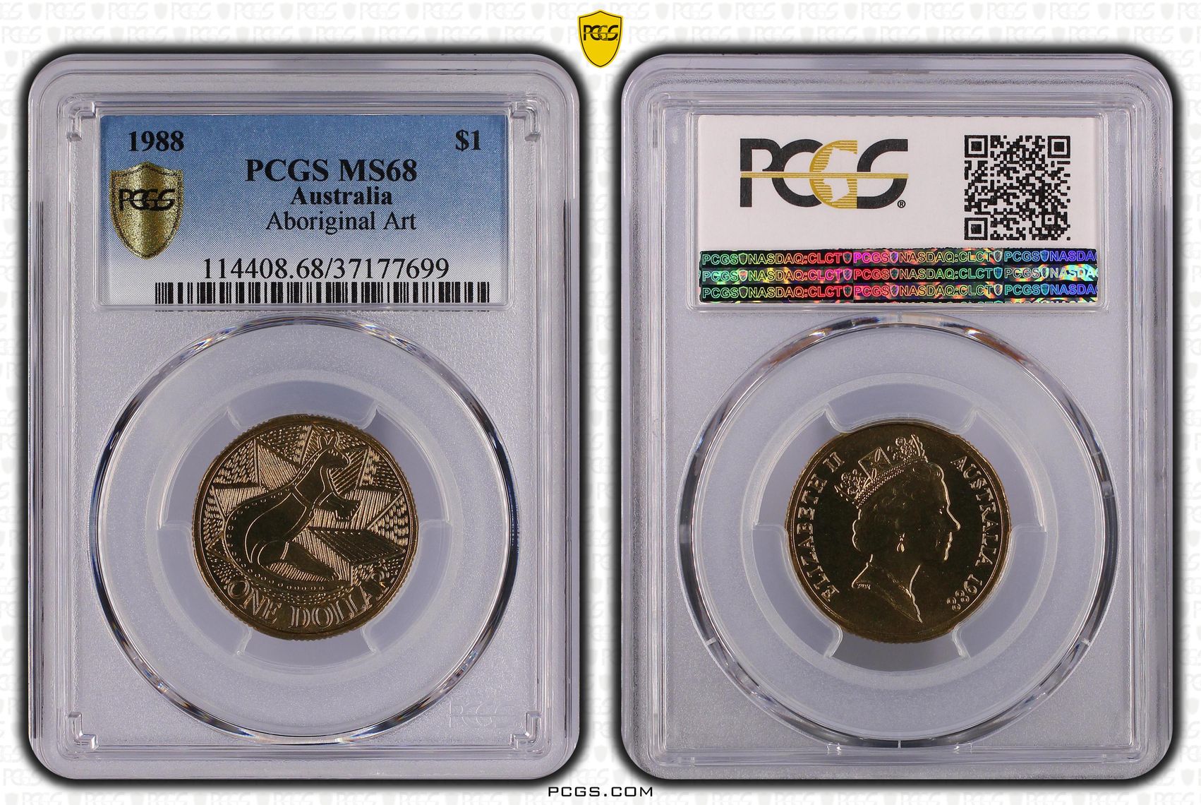 Aboriginal Art - Kangaroo, One Dollar, 1988, PCGS MS68