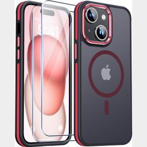 JAME FOR IPHONE 15 CASE, IPHONE 15 PHONE CASE WITH 2 TEMPERED-GLASS SCREEN PROTECTORS COMPATIBLE WITH MAGSAFEMILITARY-GRADE PROTEC