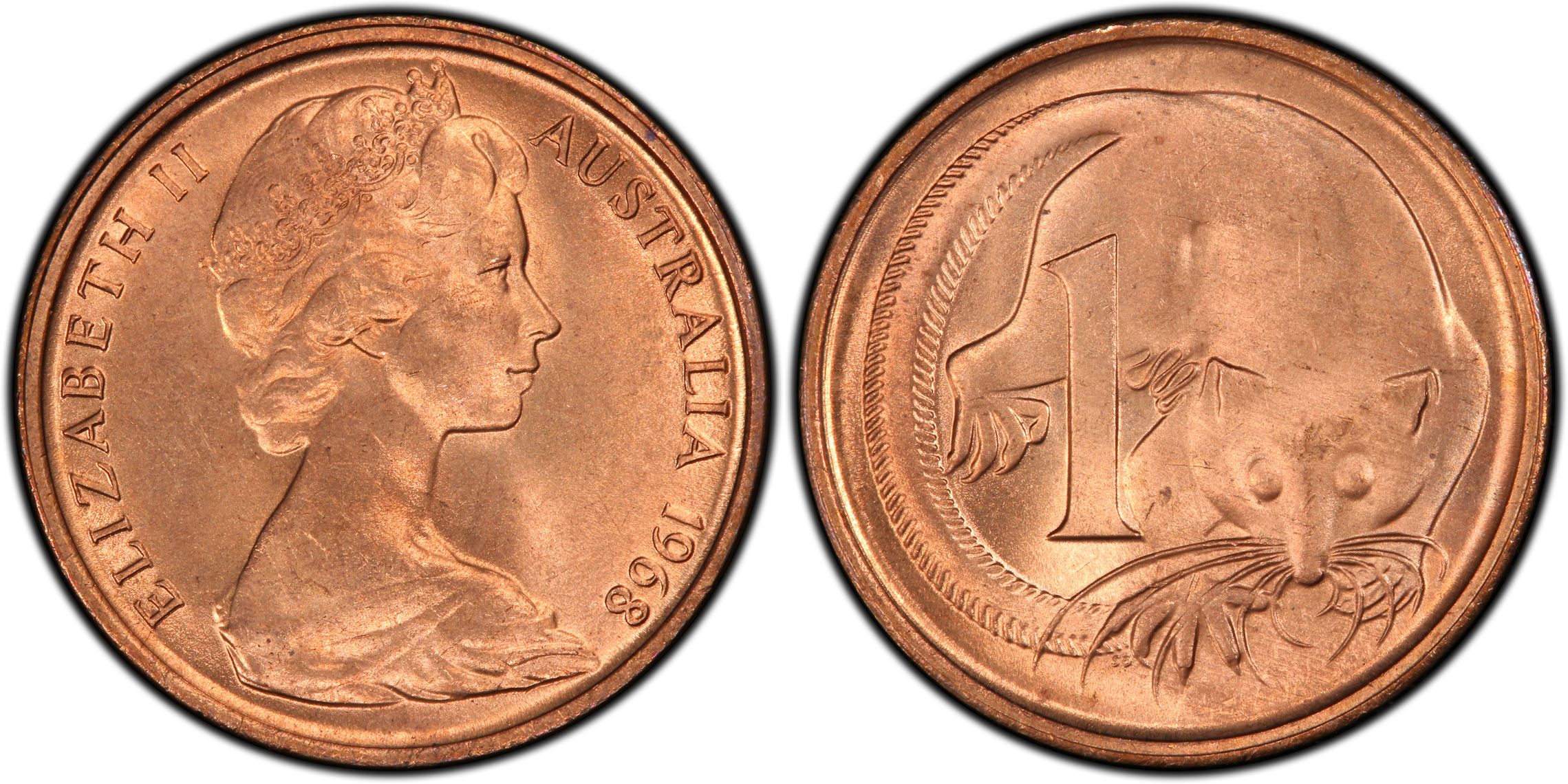 One Cent, 1968, PCGS MS65RD