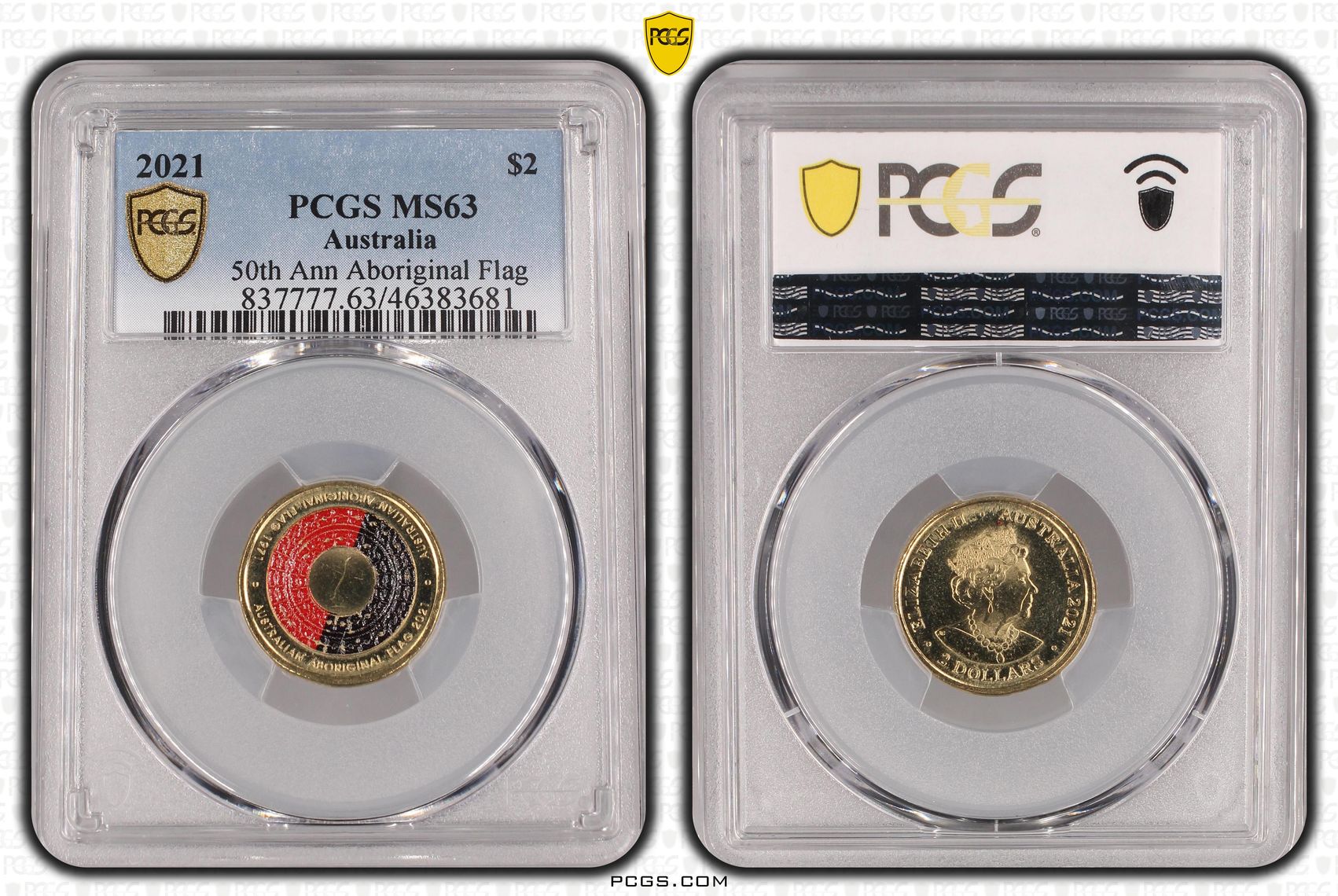 50th Ann Aboriginal Flag, Two Dollar, 2021, PCGS MS 63