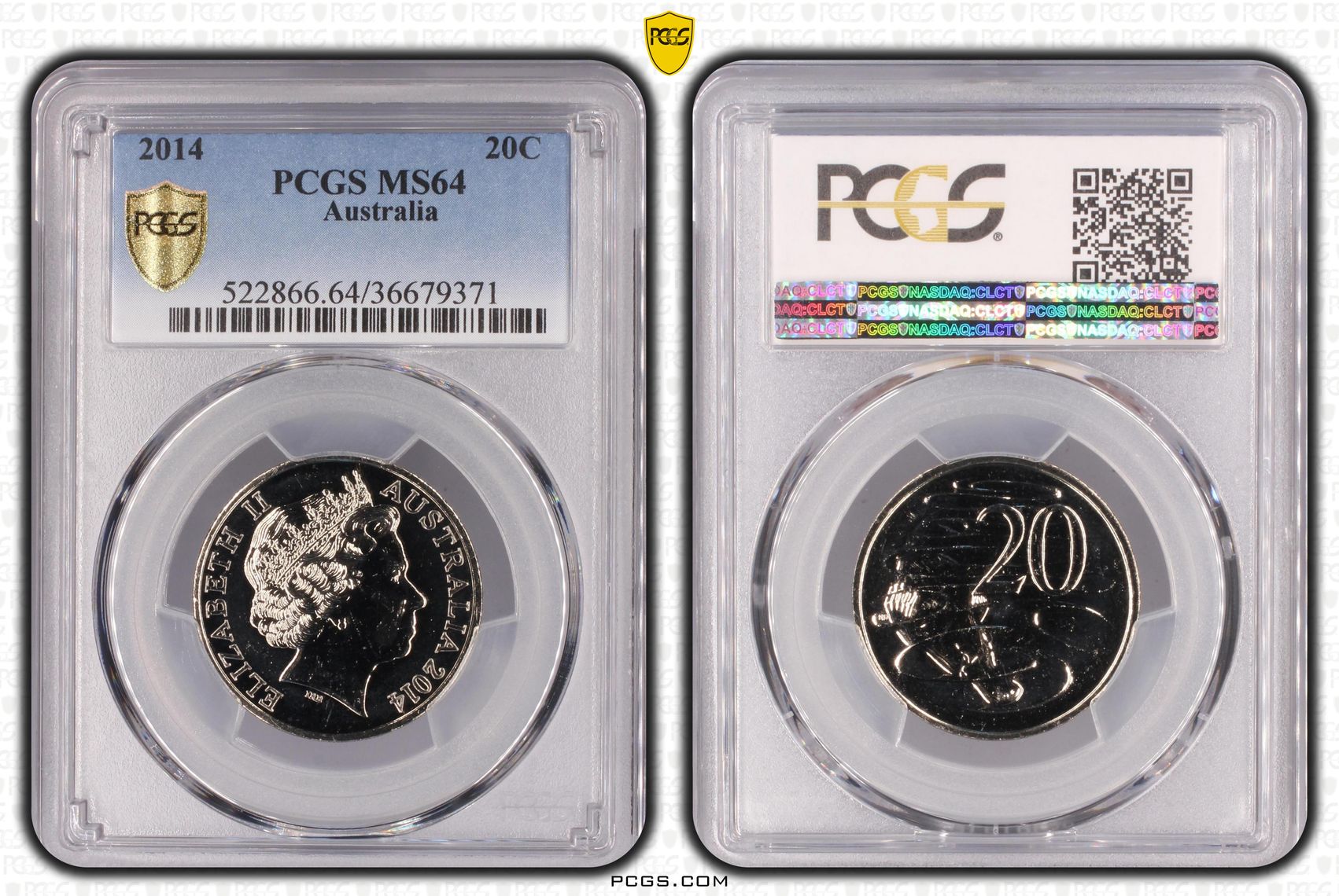 Elizabeth II, , Twenty Cent, 2014, PCGS MS64