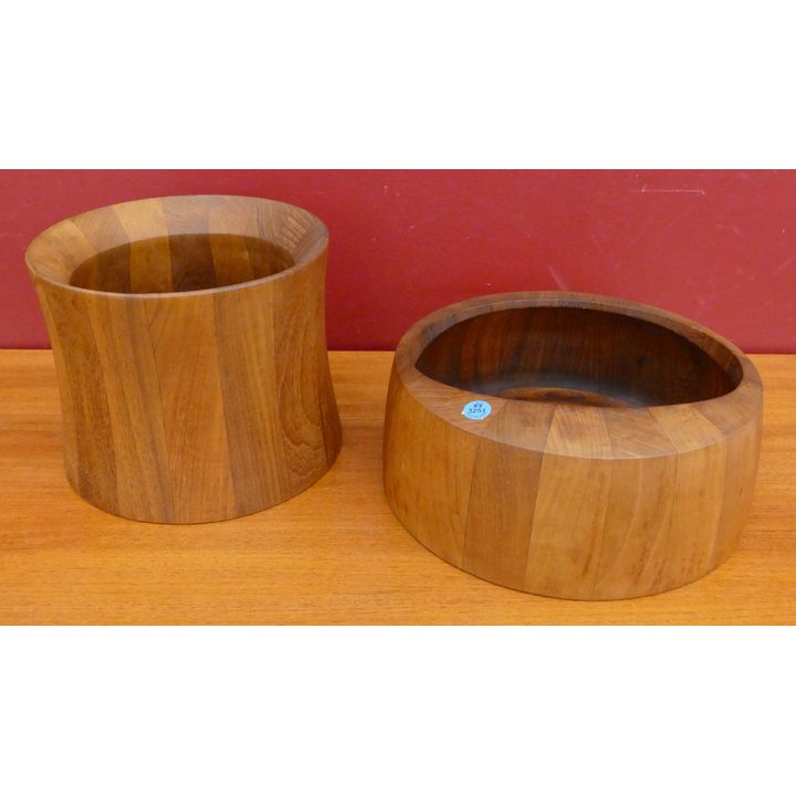 2pc Jens Quistgaard for Dansk Teak Ice Bucket and Bowl 9'' to 11''