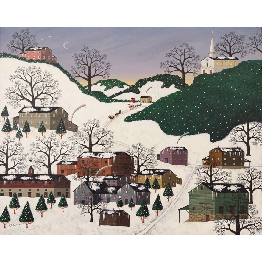 Charles Wysocki ''Vermont Winter'' Oil on Canvas