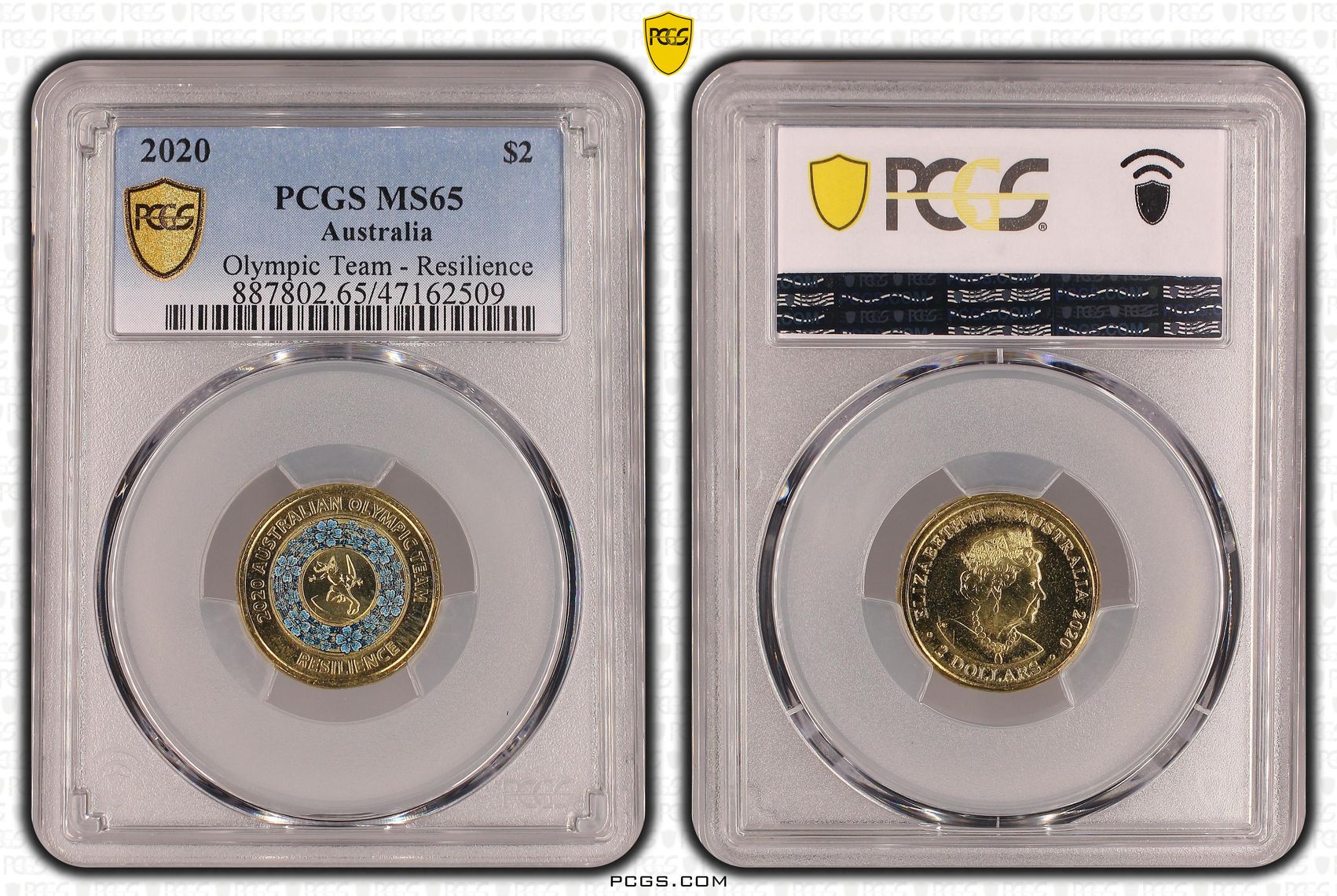 Elizabeth II, Olympic Team - Resilience, Two Dollar, 2020, PCGS MS65
