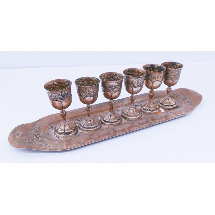 Mexican Sterling Cordial Set on Tray- 13.5''- 338g
