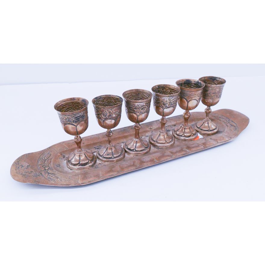 Mexican Sterling Cordial Set on Tray- 13.5''- 338g