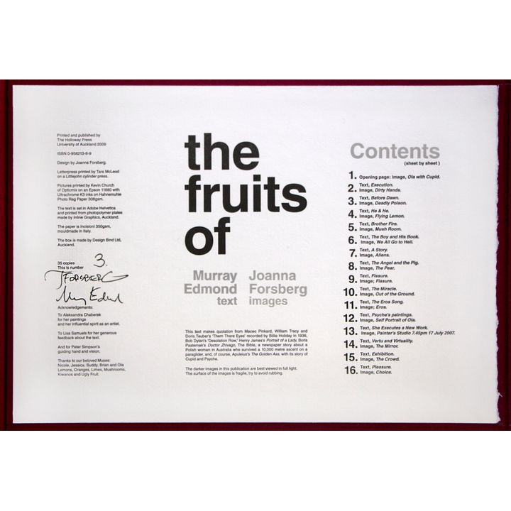 EDMOND, MURRAY [text] & FOSBERG, JOANNA [images], the fruits of