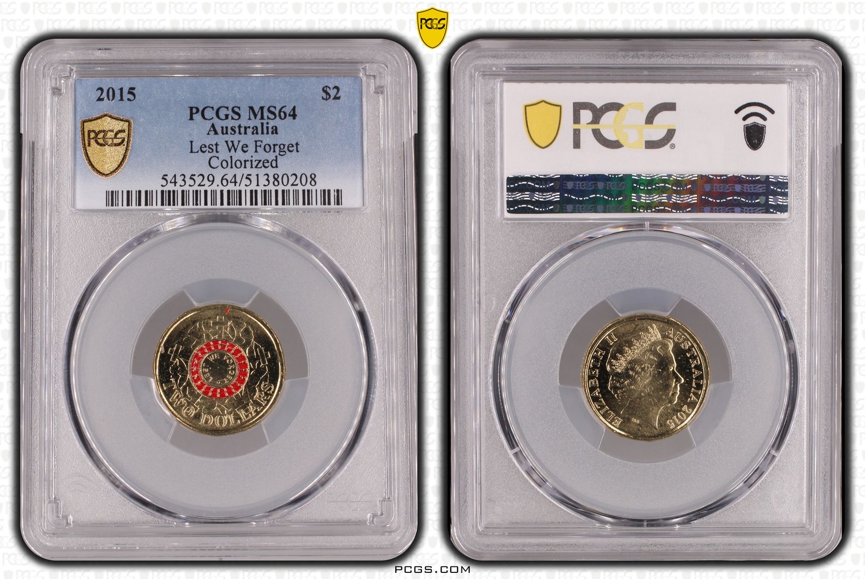 Lest We Forget Colorized, Two Dollar, 2015, PCGS MS64