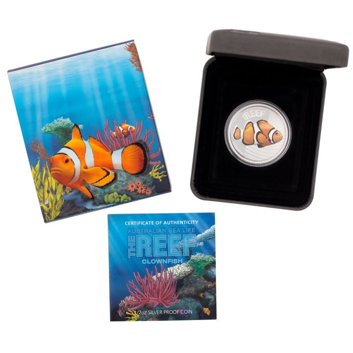 2010 Perth Mint 50c Australian Sea Life The Reef Clown Fish Silver Coin Boxed