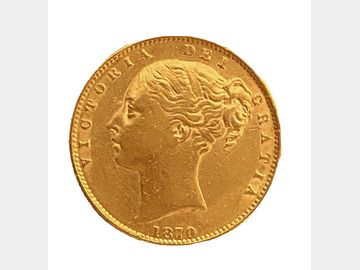 1870 Queen Victoria Young Head London Mint #Die 90 Shield Gold Sovereign