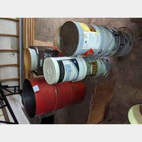 55 gallon drum, no ends, milk crates, misc lumber, metal buckets